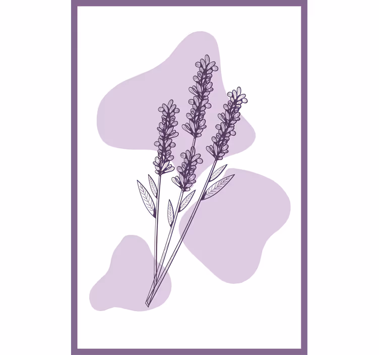 Papel mural lila con dibujo de planta de lavanda - TenVinilo