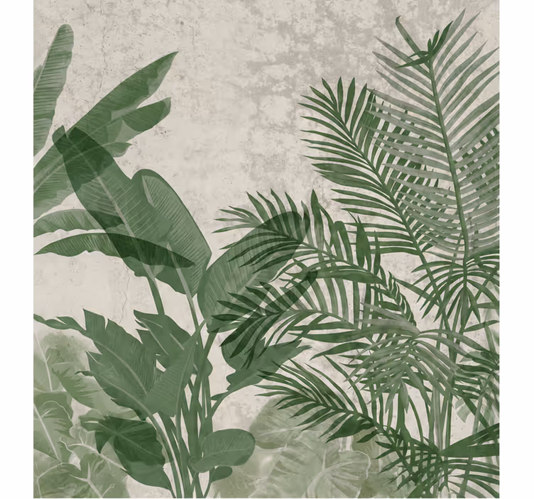 Mural de naturaleza hojas de jungla minimalistas - TenVinilo