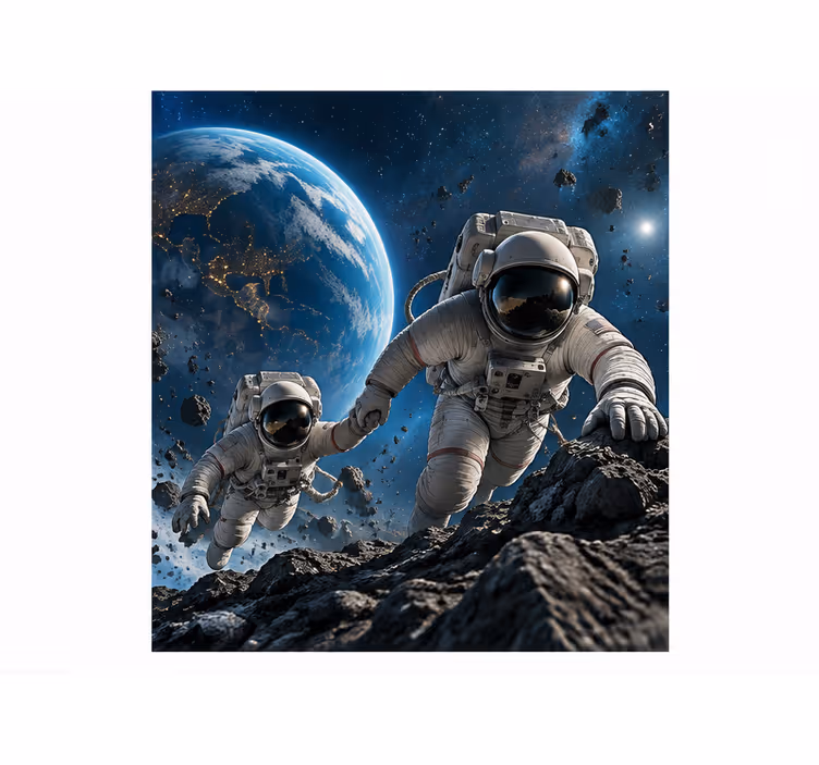 Papel mural azul astronautas bajo presión - TenVinilo