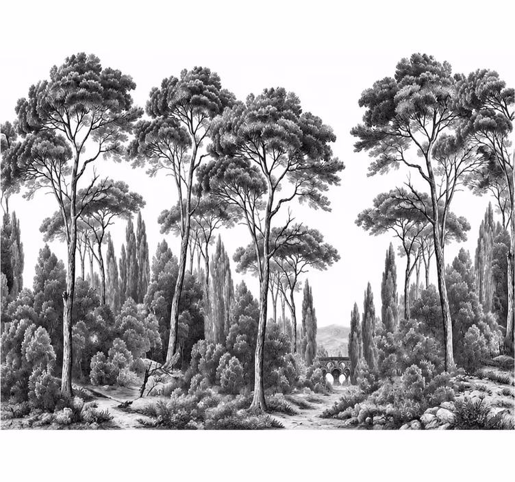 Mural de naturaleza en blanco y negro - TenVinilo