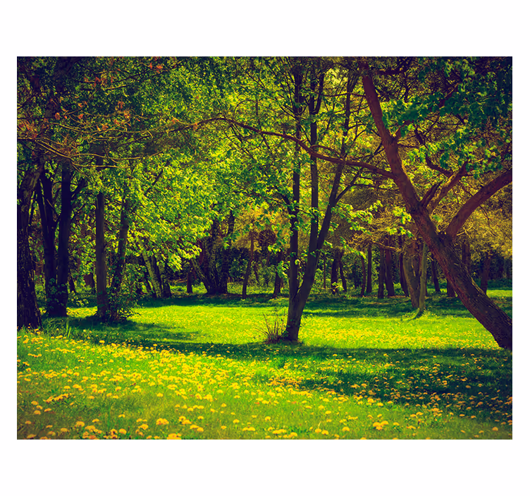Papel pintado verde paisaje primaveral - TenVinilo