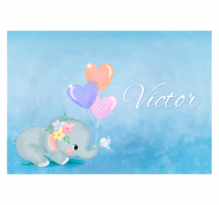 Fotomural infantil elefante personalizable - TenVinilo