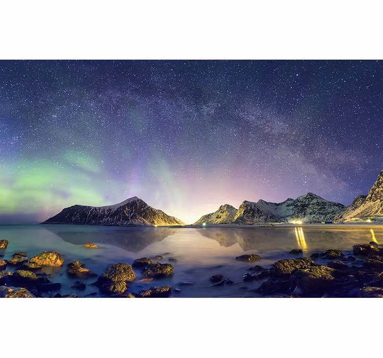 Mural de paisajes exhibición de auroras boreales - TenVinilo
