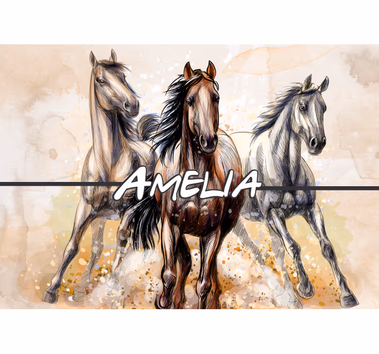 Mural de animales trío de caballos corriendo - TenVinilo