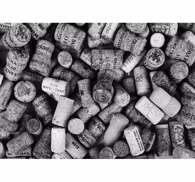 Fotomural 3D Corchos de vino b & w - TenVinilo