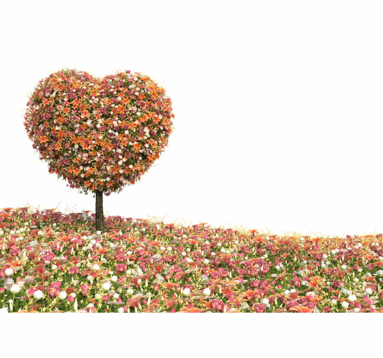 Mural de flores árbol floral en forma de corazón - TenVinilo