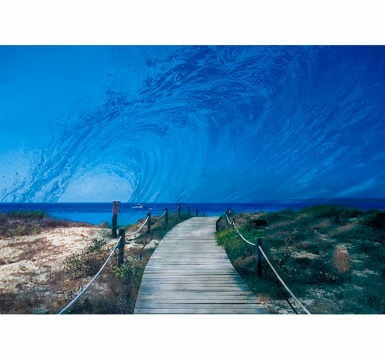 Mural de mar trayectoria de las olas del océano - TenVinilo