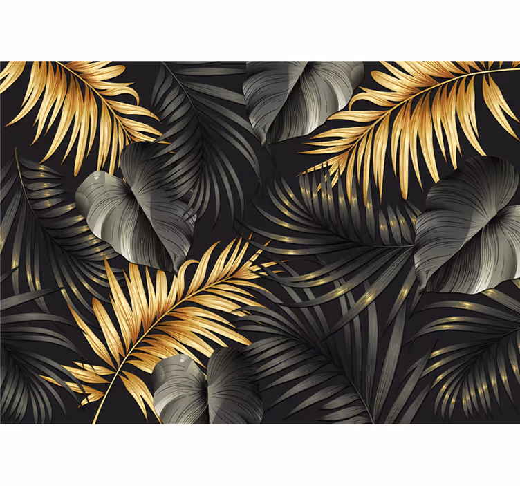 Fotomural flores Efecto 3d plantas doradas - TenVinilo