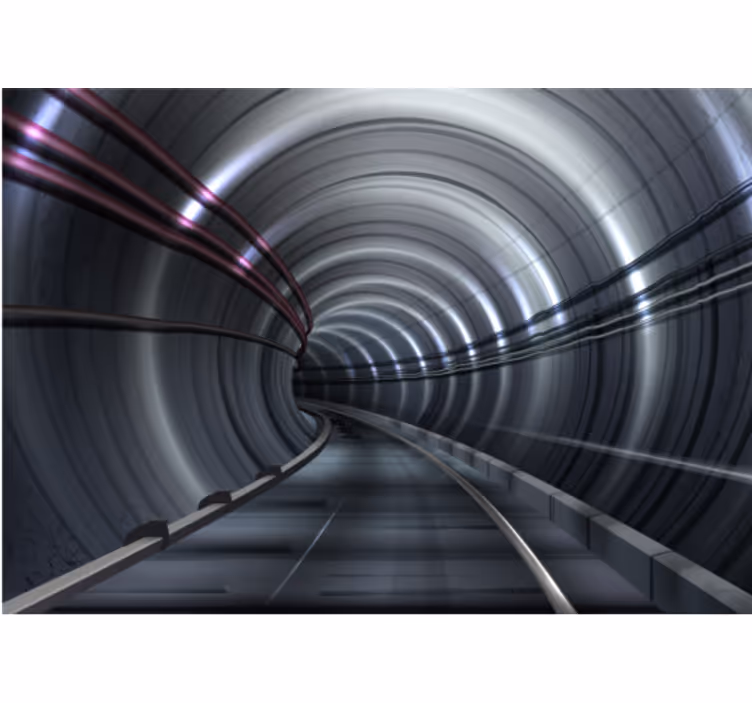 Fotomural 3D Efecto túnel de hierro - TenVinilo