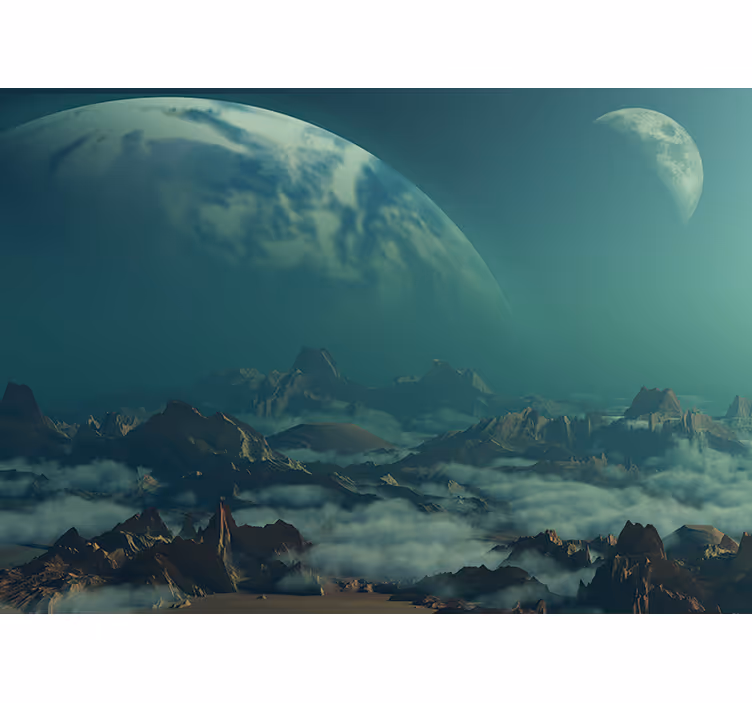 Mural del espacio picos montañosos celestiales - TenVinilo