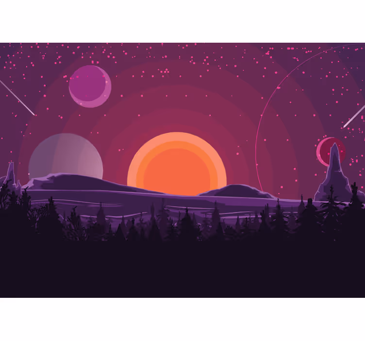 Mural del espacio escena de puesta de sol celestial - TenVinilo