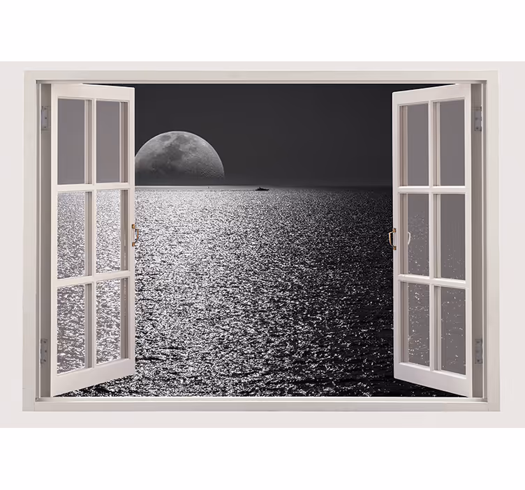 Mural de naturaleza reflejo de la luna en el océano - TenVinilo
