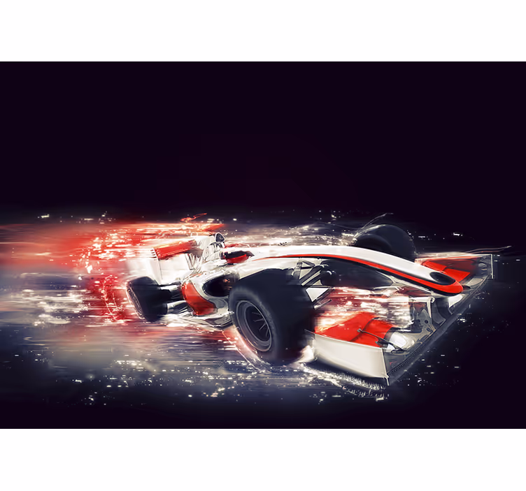 Mural de vehículos en movimiento de carreras - TenVinilo