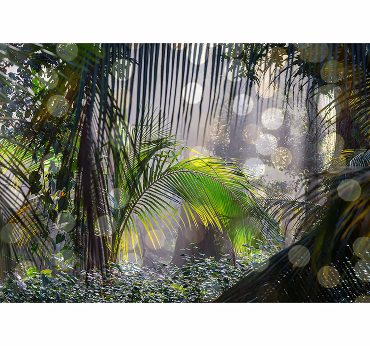 Mural de selva escena de vegetación exuberante - TenVinilo