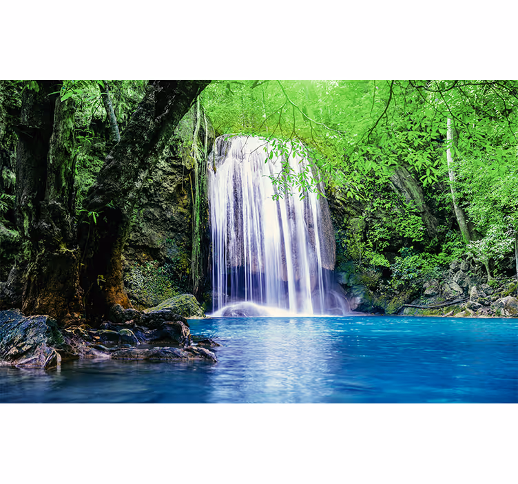 Mural de naturaleza tranquilo paisaje de cascada - TenVinilo