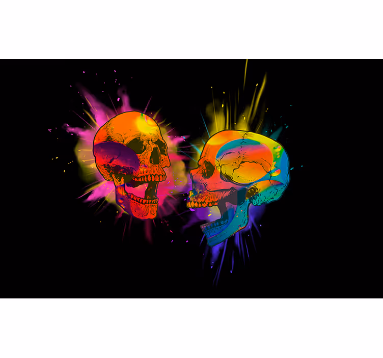 Mural graffiti arte de calavera colorida - TenVinilo