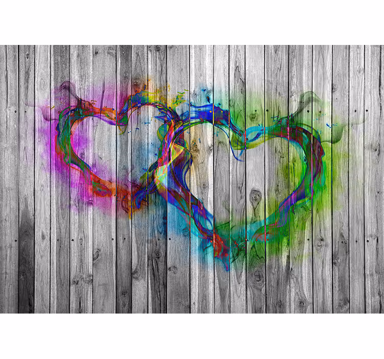 Mural de amor formas de corazón de colores - TenVinilo