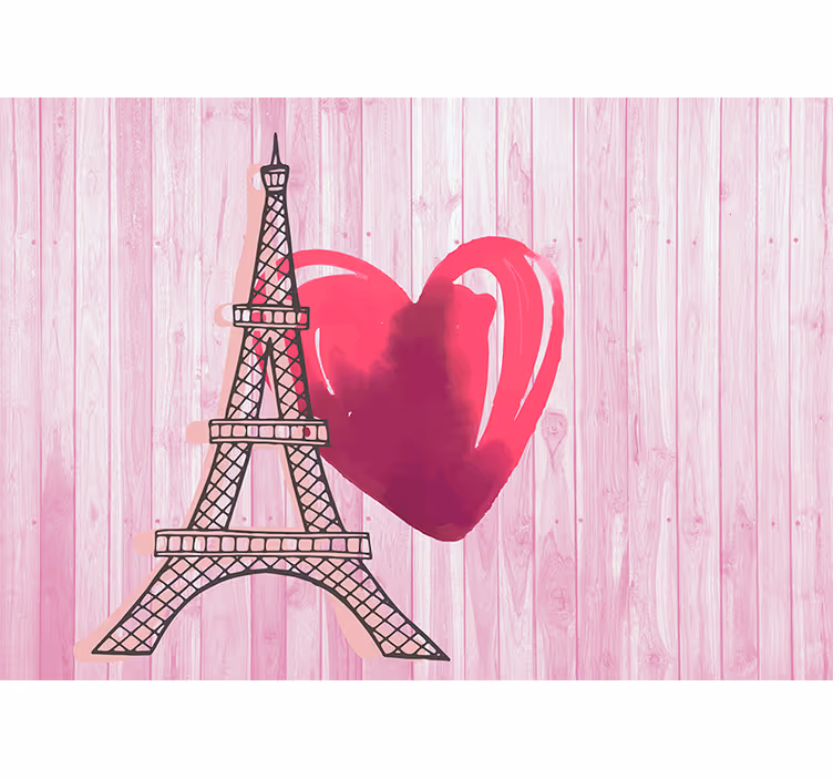 Mural de amor torre eiffel corazón - TenVinilo