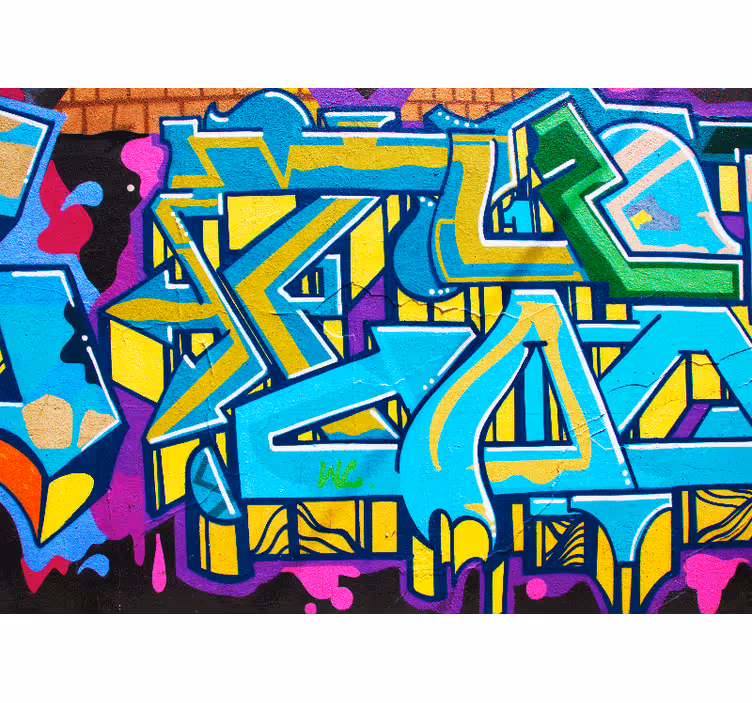 Mural graffiti expresión urbana vibrante - TenVinilo