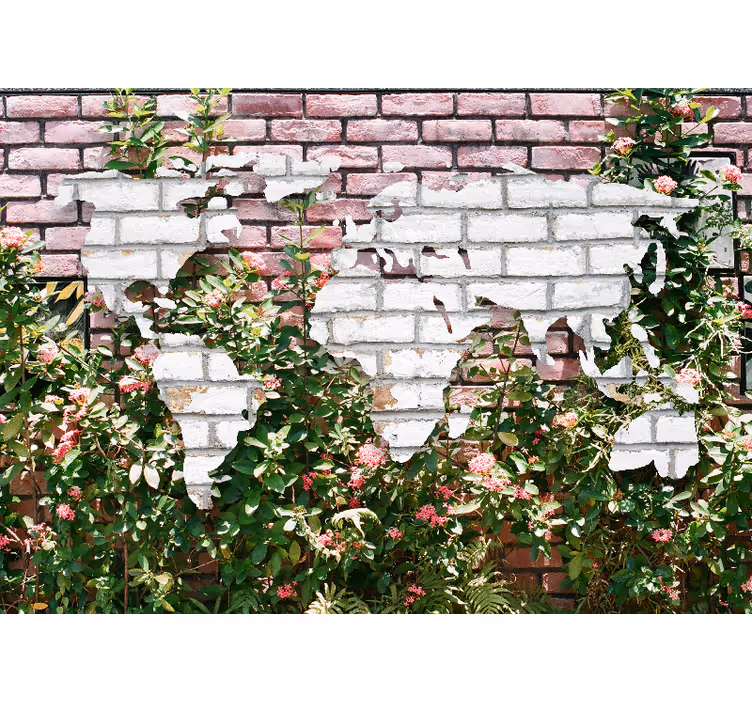 Mural mapamundi mapa del mundo en flor - TenVinilo