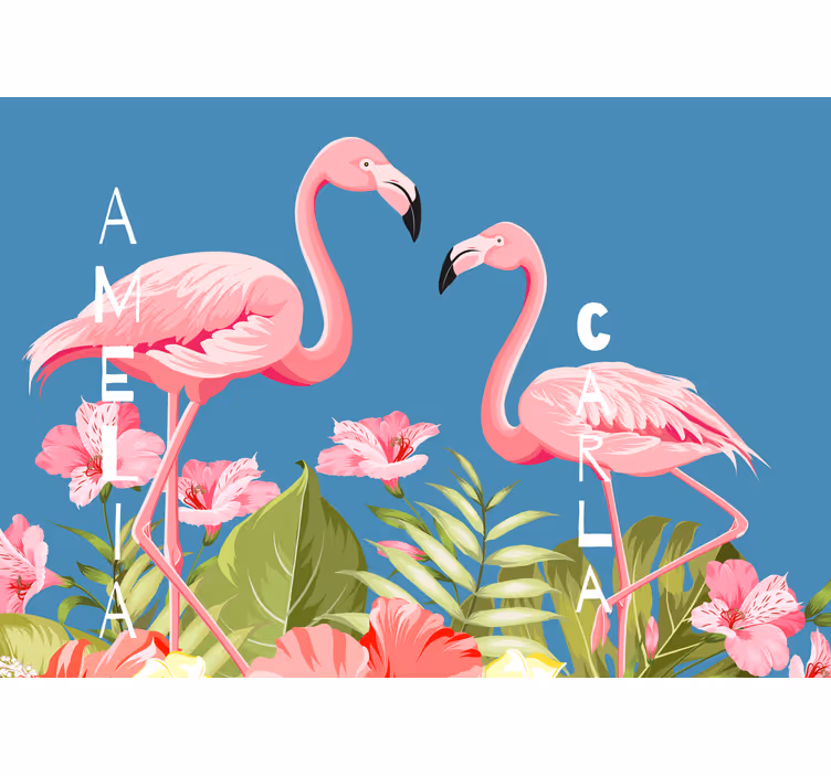 Fotomural animale Flamencos con fondo azul - TenVinilo