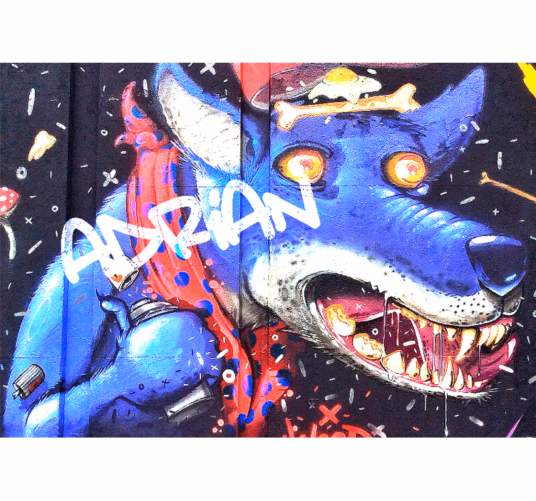 Fotomural animale Perro azul y graffiti - TenVinilo