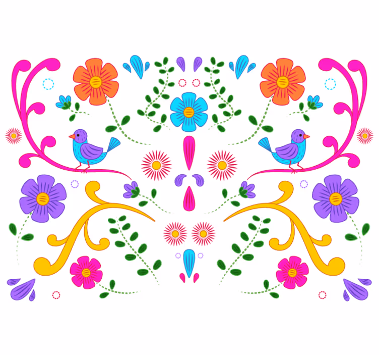 Mural flores diseño floral colorido - TenVinilo