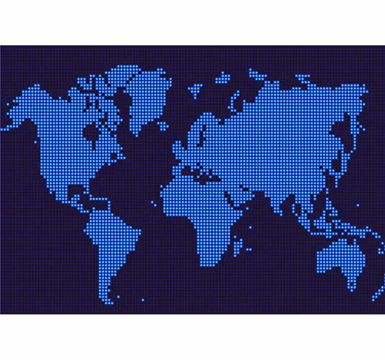Mural mapamundi Pixel azul con negro - TenVinilo