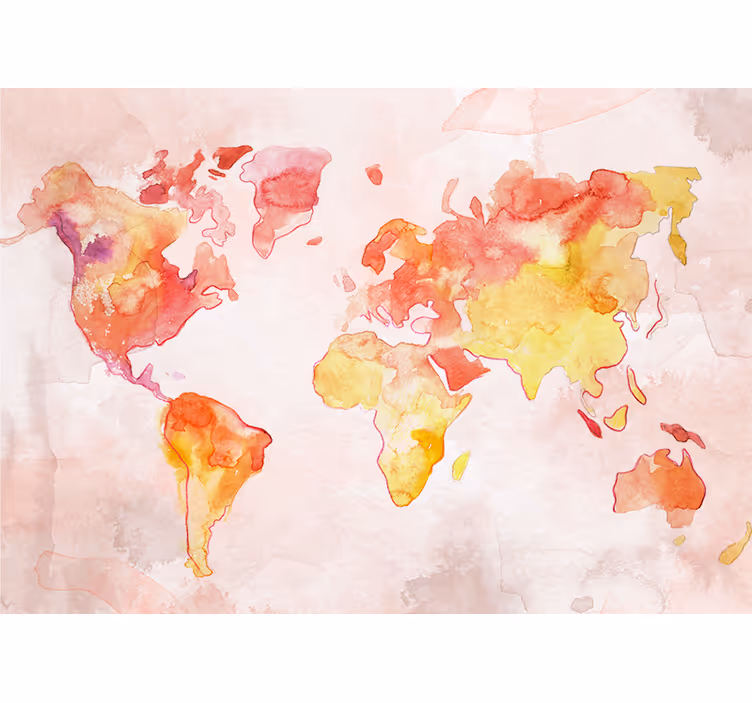 Mural mapamundi mapa global acuarela - TenVinilo