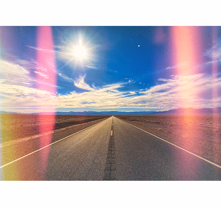 Mural de paisajes escena de la carretera del desierto - TenVinilo