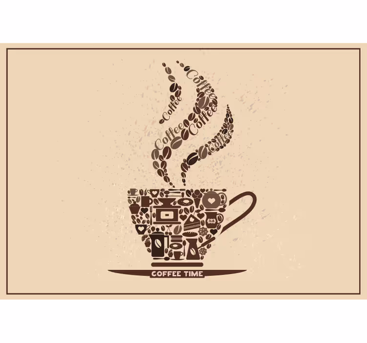 Mural de frases frase de la hora del café - TenVinilo