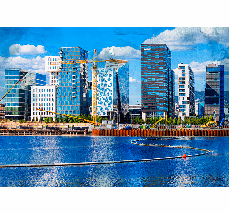 Mural ciudad paisaje urbano moderno - TenVinilo