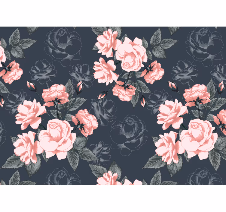 Mural de flores elegantes rosas en flor - TenVinilo
