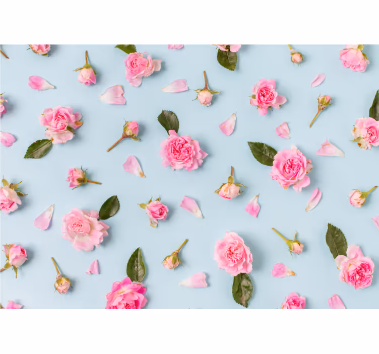 Mural de flores rosas pegadas a la superficie - TenVinilo