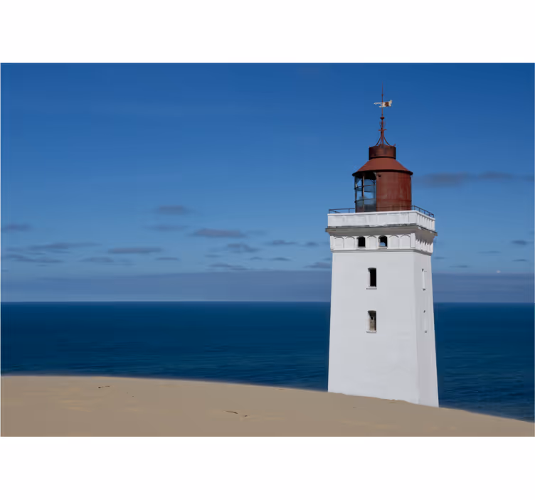 Mural de montañas faro junto al océano - TenVinilo