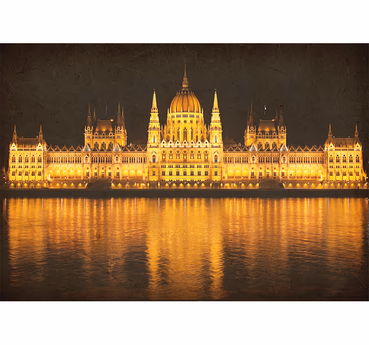 Mural de ciudades vista nocturna de budapest - TenVinilo