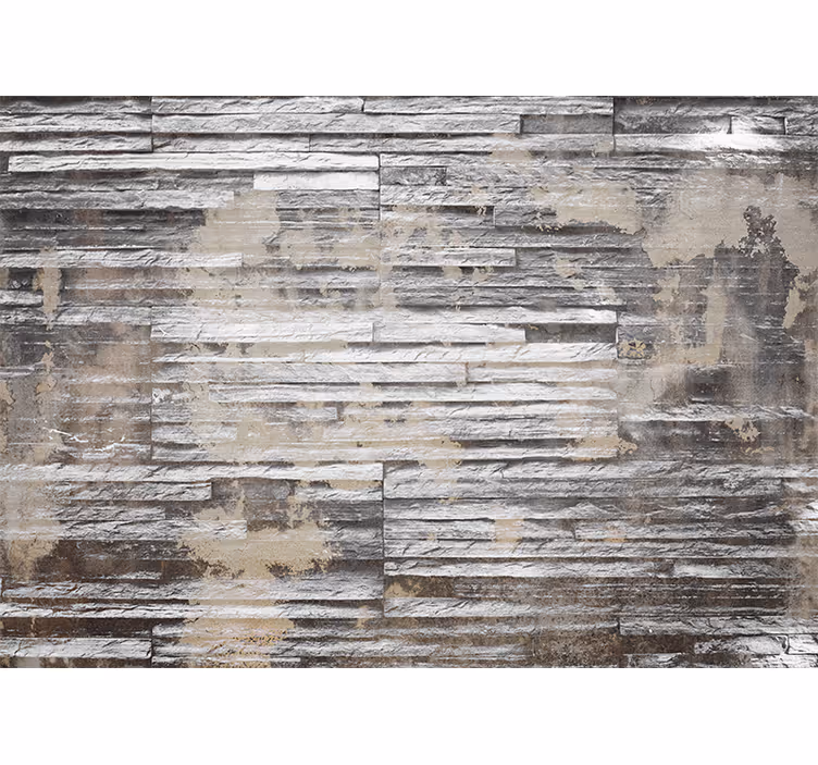Mural efecto piedra capas grises texturizadas - TenVinilo