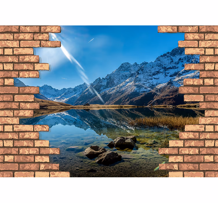 Mural de paisajes montañas y reflexión - TenVinilo