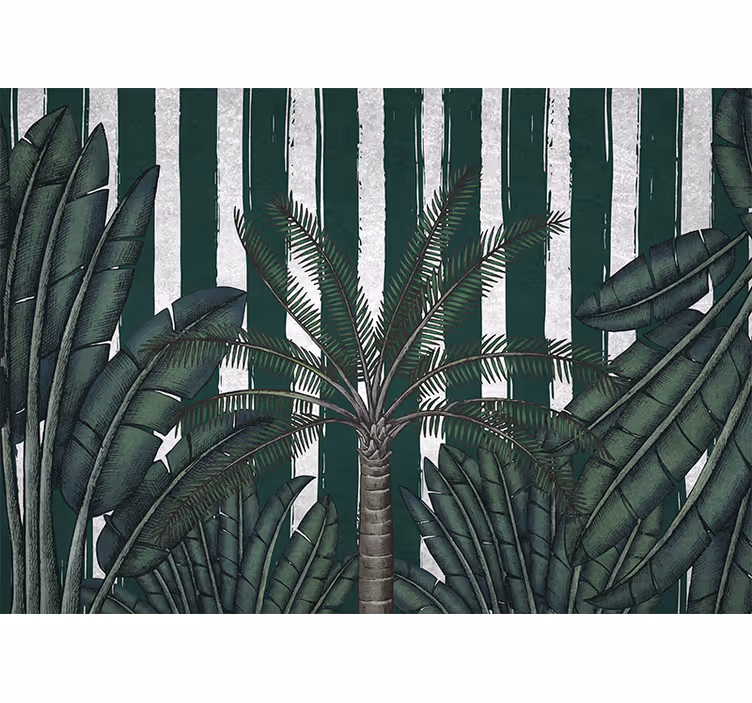 Mural de naturaleza exuberante follaje tropical - TenVinilo