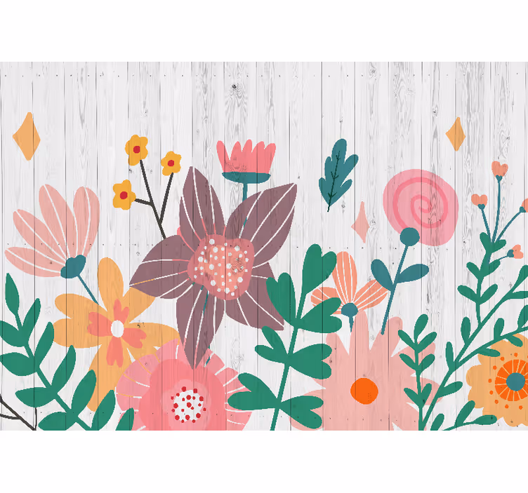 Mural de flores arte floral colorido - TenVinilo