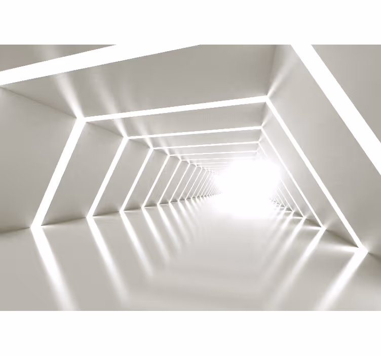 Fotomural 3D Cueva geométrica blanca - TenVinilo