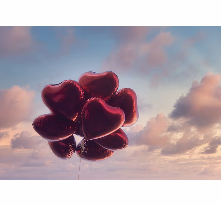 Mural de amor con globos de aire en forma de corazón - TenVinilo