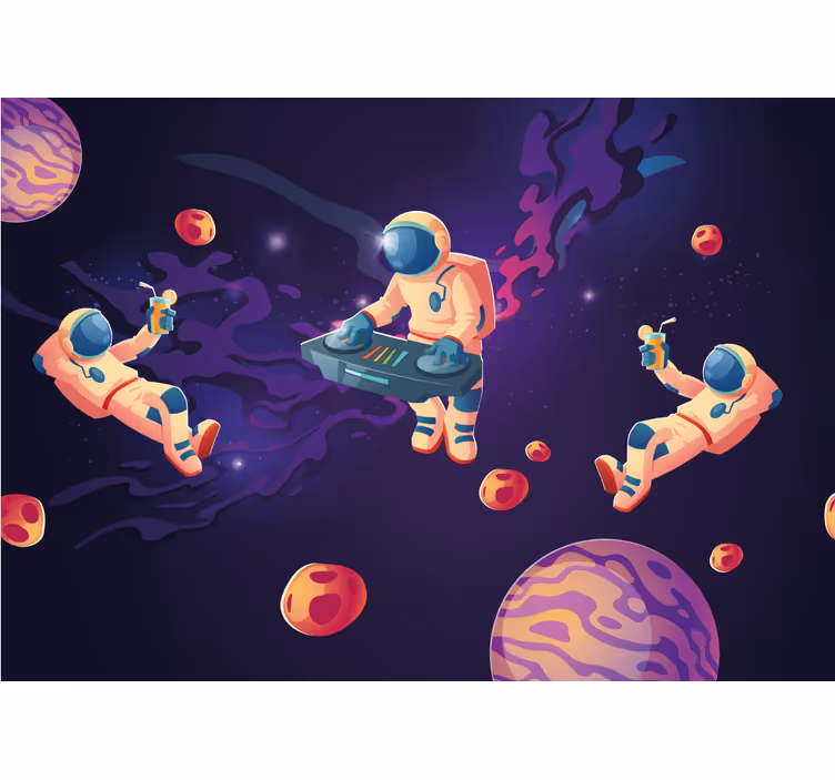 Mural del espacio astronautas en el espacio - TenVinilo