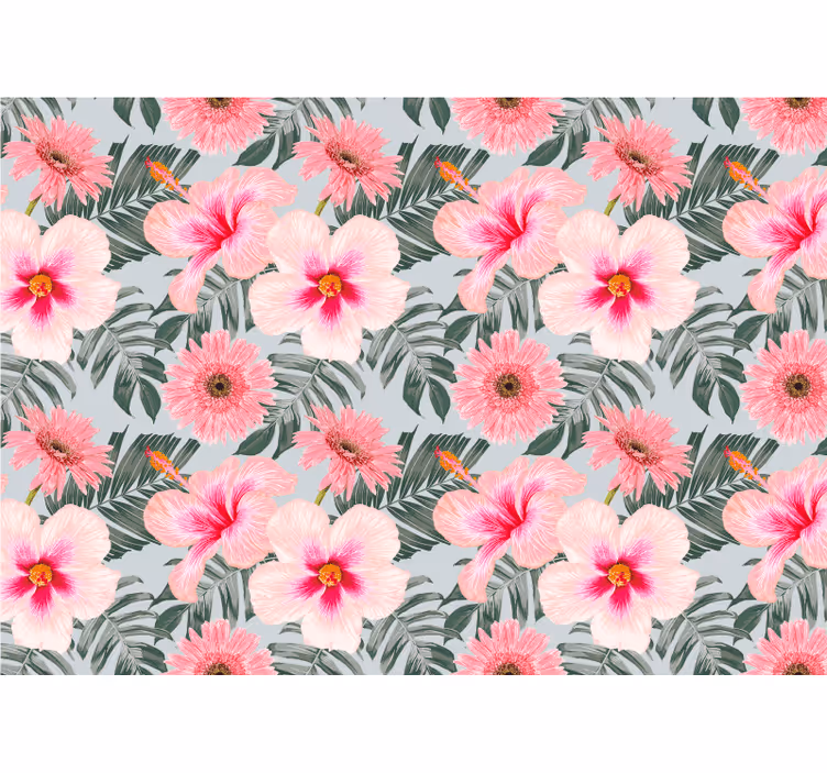 Mural de flores patrón floral rosa - TenVinilo
