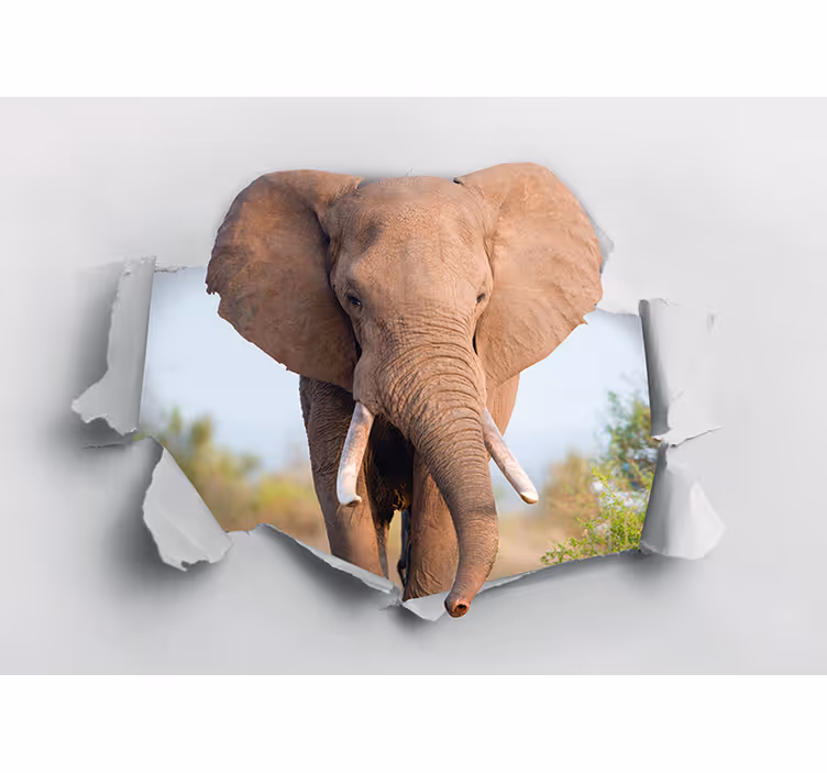 Mural de animales retrato de elefante majestuoso - TenVinilo