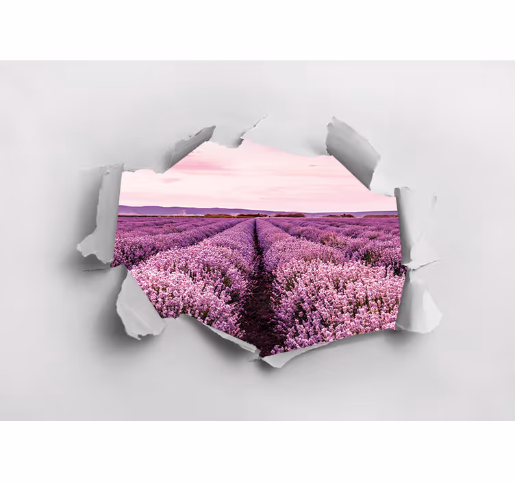 Mural de flores vista del campo de lavanda - TenVinilo