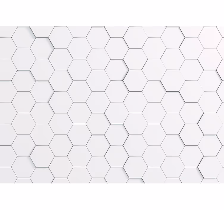 Fotomural 3D Patrón realista de hexágonos blancos - TenVinilo