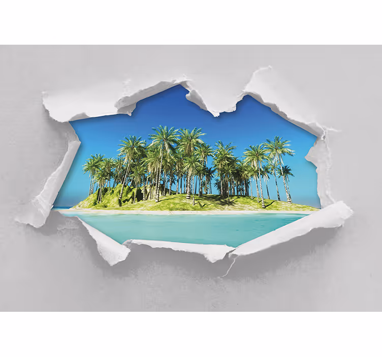 Mural de paisajes escape a la isla tropical - TenVinilo
