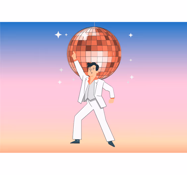 Mural de música hombre bailando discoteca - TenVinilo
