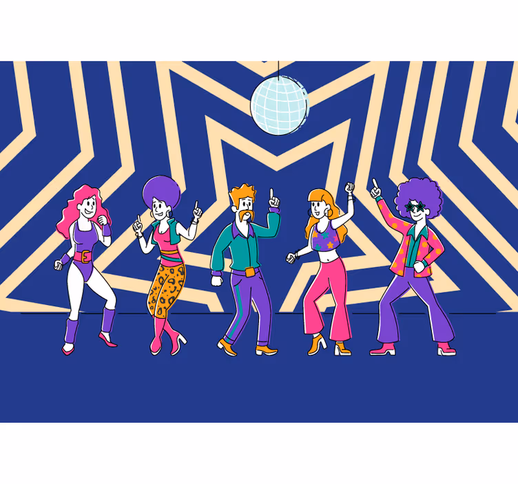 Mural de música fiesta de baile retro - TenVinilo